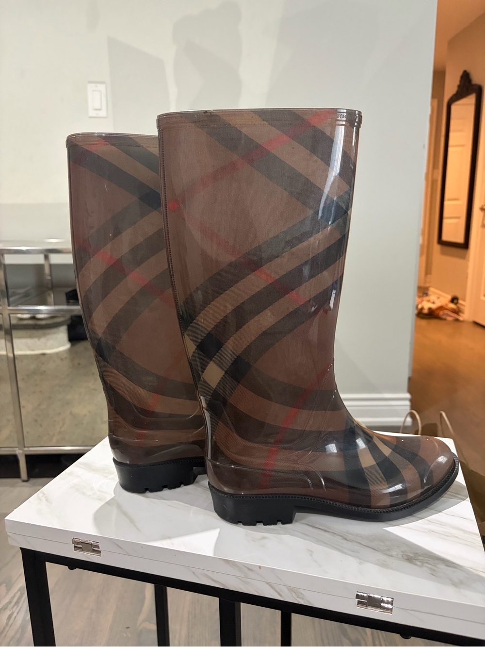 Burberry Check Rubber Rain Boots